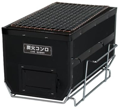 Japanischer BBQ Holzkohlegrill - Shichirin, Konro, Hibachi, Tischgrill - Schwarz - Made in Japan - 16,0 x 30,0 cm