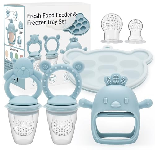 CLDY Baby Fruit Food Feeder, Includes Silicone Breast Milk Popsicle Freezer Mold, Teething Toy for Baby, BPA Free Silicone Teether for Toddler Infant for 3 Month+ Toddler Teething&Infant Self Feeding