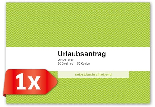 PRIMUS PRINT Urlaubsantrag – DIN A5 quer, 2x50 Blatt, Extra Blätter, Selbstdurchschreibend, Abwesenheitsantrag, 2-fach Lochung, Einzeln oder im Set verfügbar - Einzeln 2x50 Urlaubsanträge