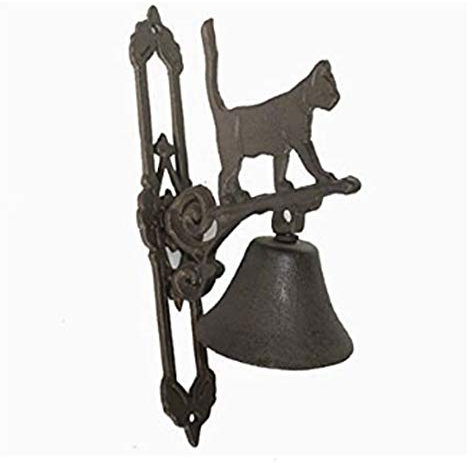 SFQEVHRZ Wandglocke für den Außenbereich Türglocke, Schmiedeeisen Glocke Katze Gusseisen Türklingel Retro Schmiedeeisen Tier Katze Tür Glocke Chimes