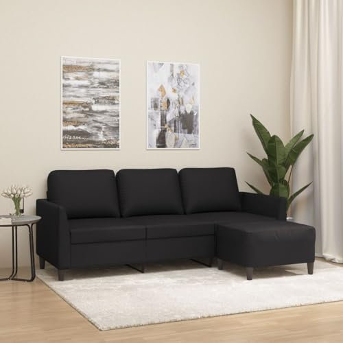 LAPOOH 3-Sitzer-Sofa mit Hocker Schwarz 180 cm Kunstleder, Sofas & Couches, Sofa Wohnzimmer, Sofa Für Jugendzimmer, Relaxsofa, Sofa Für Schlafzimmer, Polstersofa - 3201122