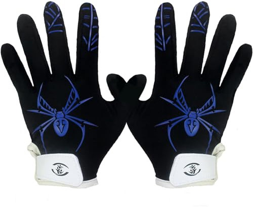 WATSAVPUP Kids Football Gloves for Teens, Silicone Grip Receiver Gloves with Super Stick Ability for Improved Gaming Experience for Beginners, Teens, Boys (Spider Blue