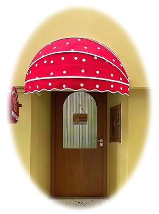 Tettoia A Cupola Pieghevole For Patio Negozio Esterno, Tende Da Sole Per Porte E Finestre, Tende Cappottina Da Sole Con Telaio, For Tutte Le Stagioni(White Dot Red,80cm/2.62ft)