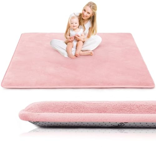 LEHOUR 3cm Extra Teppich für Kinderzimmer, Konstruktion mit Krabbelmatte für Baby, Rutschfester Entwurf für Kinderzimmer und Schlafzimmer(120 * 180CM,Rosa)