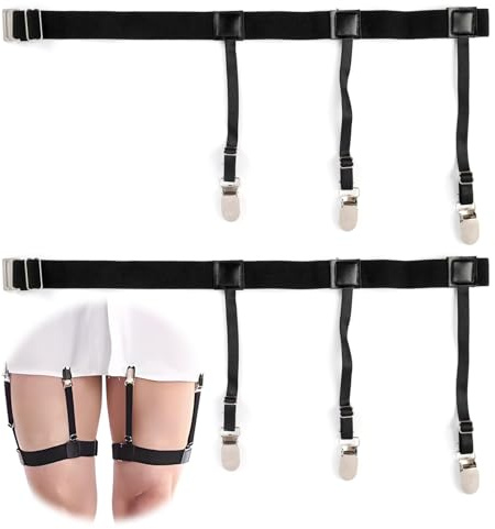 1 Paar Hemdhalter Herren mit Rutschfesten Clips, Flexible und Elastische Shirt Stay für Männer und Frauen, Verstellbare Hemd-Halter, Hosenträger mit Edelstahl Clips für Halt (O Shape)