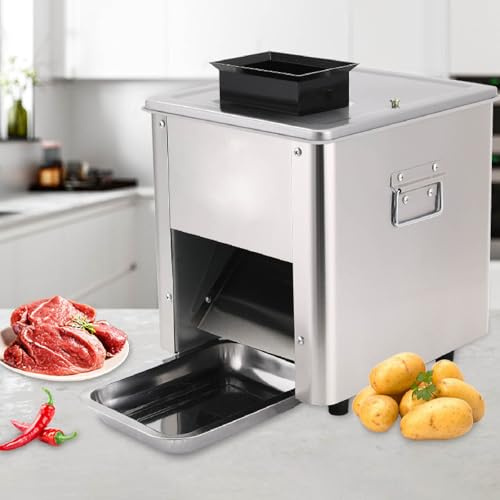 DEEguess Affettatrice Elettrica, Macchina per Carne Sminuzzata, Affettatrice Piccola in Acciaio Inossidabile 850 W, 150 kg/H, Apertura per Alimenti da 14,5 Cm 3.5MM