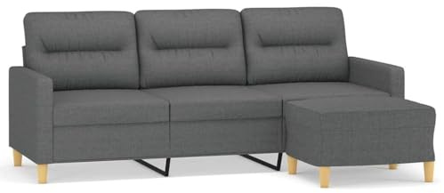 CIOURSTO 3-sits Soffa, med Fotpall, Fällbar Soffa för Vardagsrum, Relaxsoffa, Perfekt Val för Att Chatta, Läsa, Titta på TV eller Koppla av (Mörkgrå)