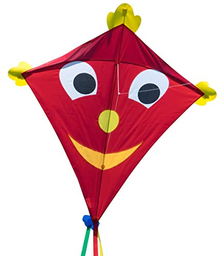 CIM Großer Kinder-Drachen - SUPER Drachen Happy Eddy XL - Einleiner Flugdrachen für Kinder ab 6 Jahren - 102x108cm - inklusiv Drachenschnur und Streifenschwänze
