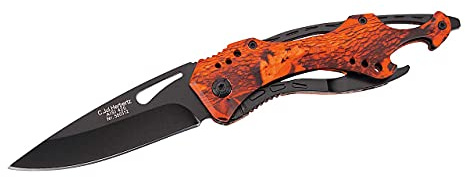 Herbertz Klappmesser - Stahl AISI 420 - schwarz beschichtet - Klingendurchbruch - Liner Lock - Aluschalen - Kapselheber - Clip