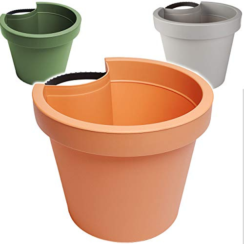 alles-meine.de GmbH 3 Stück Rohr & Stangen - Blumenkästen - Farb-Mix/anthrazit - terrakotta - lila - RUND - 24 cm - Regenrohr/Fallrohr - Pflanzgefäß - Geländer/Zaun - Blu..