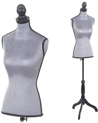 Manichino sartoriale busto donna T220 velluto con treppiede grigio