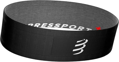 Compressport - Free Belt - Cinturón para Correr, Ciclismo, Escalada - Ultra Ligero - Muy Transpirable - Fibras Suaves - Sin Rebote - Color Negro - Tallas Diferentes