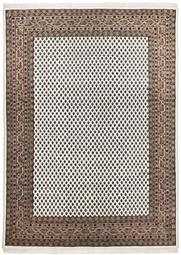 THEKO | Klassischer Orientteppich aus 100% Schurwolle - Chandi MIR | handgeknüpft | Rugmarksiegel | Beige | 40x60 cm