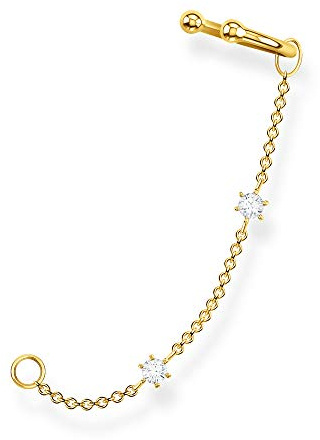 THOMAS SABO Einzel Ohrklemme weiße Steine gold 750 Gelbgold Vergoldung, 925 Sterlingsilber