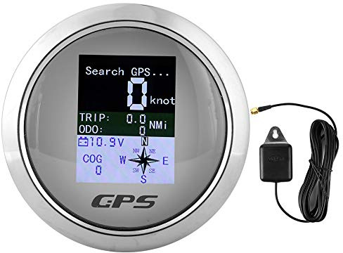 Tachimetro digitale per barca 85 mm, impermeabile IP67, display LCD con velocità in nodi/mph/km/h, indicatore direzione e chilometraggio, acciaio inossidabile 316