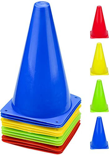 Komoyo Lot de 12 Cônes de Formation Sportive pour Football, 23cm Cônes de Circulation, Plots d'Activité, Cone de Chantier pour Sports, Événements et Entrainements Plots d'Activité pour ES Enfants