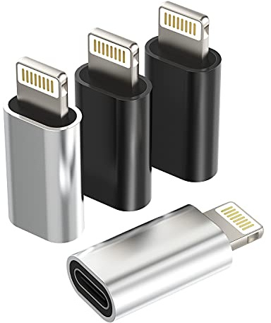 4 pezzi, compatibile con Lightning maschio a USB C femmina adattatore di tipo C, cavo di ricarica compatibile per iPhone per Apple 12 11Pro Max mini X/XR/XS/SE/8/7/6Plus per iPad Air