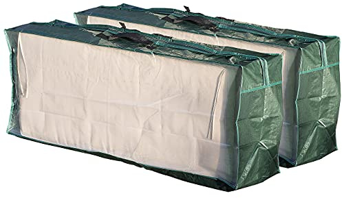 Royal Gardineer Aufbewahrungstasche: 2er-Set Taschen aus Gewebeplane für Gartenmöbel-Sitzkissen (Schutzhülle für Polsterauflagen, Sitzauflagen Tasche, EIS)
