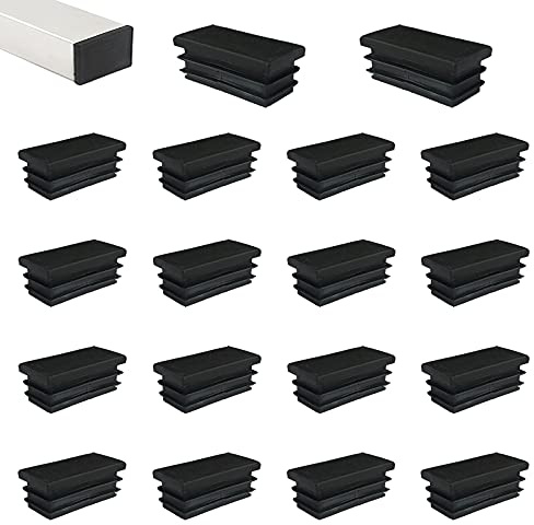 HJYZY Tapón de plástico rectangular para tubo de 40 mm x 20 mm, color negro, tapa de extremo de poste, deslizante, para mesa, silla, estante, enchufe, acabado de inserción, 30 unidades