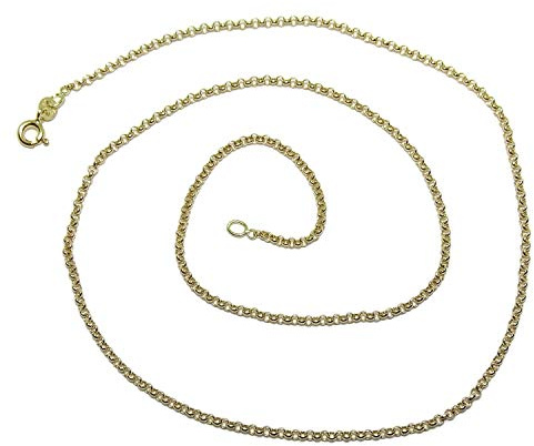 18K gult guldkedja för kvinnor | Rolo modell halsband 50cm | Runda ringlänkar | Italienska fina smycken | 2,30 gram fint guld | mode present för kvinnor årsdagen mors dag jul alla hjärtans dag