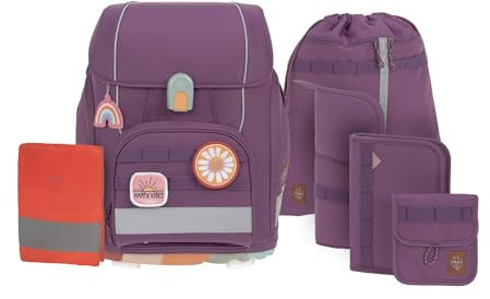 LÄSSIG 7-teiliges Schulranzen Set Kinder/School Set Boxy Unique purple