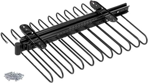 Emuca - Ausziehbarer Hosenbügel für Kleiderschrank, Hosen aufhänger ausziehbar mit 11 hosenhaken, Schwarz, Stahl