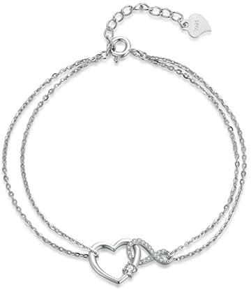 PHNIBIRD Fußkettchen für Damen Unendlichkeit 925 Sterling Silber Fußkette Infinity Boho Sommer Strand Wasserfeste Fusskettchen Schmuck für Damen Mädchen