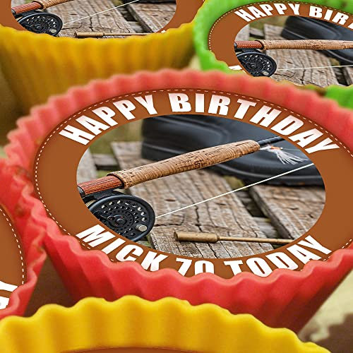 Fly Fishing - 20 x 5cm Personalised Edible Cupcake Toppers on Premium Icing