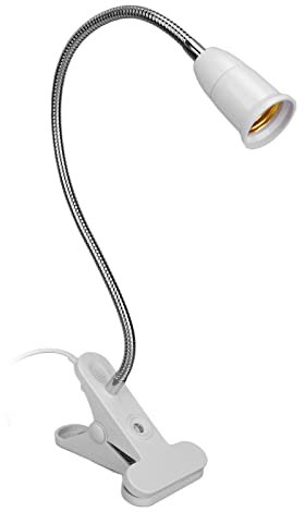 Portalámparas con Clip E27 con Interruptor, Rotación de 360 Grados de Manguera de Cuello de Cisne Lampara Pinza con Cuello de Cisne Ajustable de 300mm para Lámpara Lectura/Luz de(Enchufe de la UE)