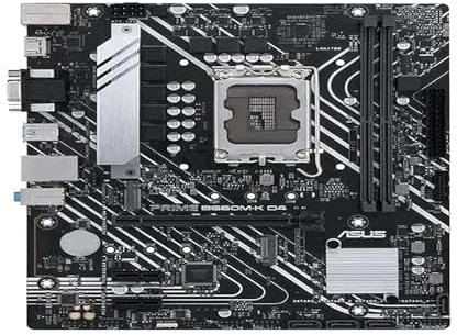 Asus PRIME B660M-K D4 - Intel B660 (LGA 1700) mATX motherboard with PCIe 4.0, two M.2 slots, DDR4, HDMI®, D-Sub, Realtek 1Gb Ethernet, front USB 3.2 Gen 1, ASUS Lighting Control - Black