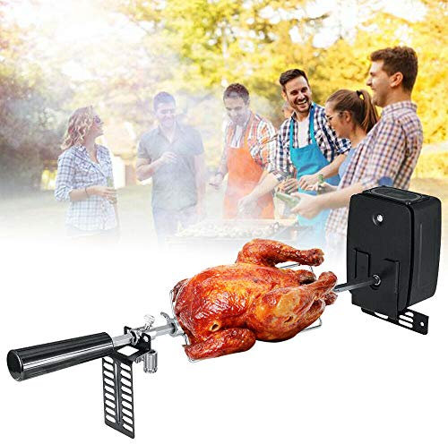 BBQ Grillspieß Set Edelstahl Rotisserie Drehspie Spieß mit Motor, Motorhalterung Drehspieß Grill Fleischklammer Grillspieß-Set 106cm