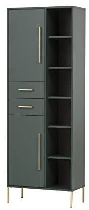 Schildmeyer Kent Hochschrank 701260, waldgrün/Gold, 67,1 x 33,1 x 184,3 cm