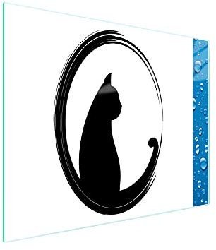 DarHaus Herdabdeckplatte einteilig 52x30 cm Ceranfeld Abdeckung Glas Spritzschutz Abdeckplatte Glasplatte Herd Ceranfeldabdeckung Deko, Katze Stück