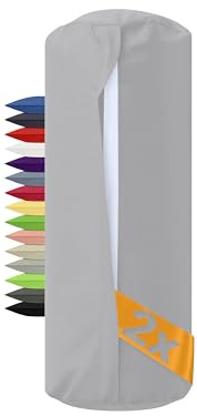 npluseins 2er Pack - Bezug für Nackenrollen 40x15 cm 100% Baumwolle 1600.2330, 40 x 15 cm, Silber