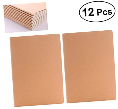 NUOBESTY 12 stycken kraftpapper anteckningsböcker tomma resor dagböcker kontorsmaterial skola dagbok planerare anteckningar