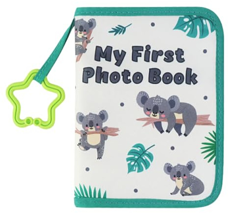 WUUISDNX Bewahren Sie die Erinnerungen Ihres Babys mit Stil auf. Baby Fotoalben aus Stoff mit niedlichen, sicheren Baby Fotoalben aus Polyester für Kinder, grüne Seite