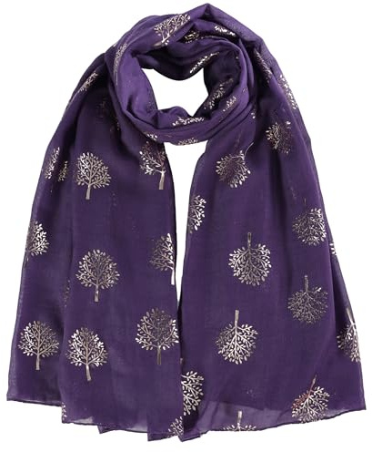 Mulberry Tree Glitter Scarf Celebrity Designer Scarf softWomens Scarf (RG Purple Mulberry Tree)