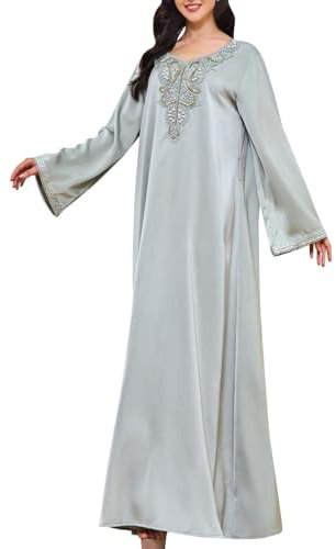Duohropke Muslim Roben Frauen Muslimische Einfarbig Kleid Zweiteiliger Damen Islamische Ramadan Kleidung Lose Abaya Mode Maxikleid Moschee Fledermaus Gebetskleidung
