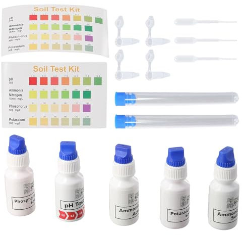 Kodbww Soil Test Set, Accurate Portable Soil Acidity, Nitrogen, Phosphorus and Potash Tester for Lawn, Garden Plant Plastic