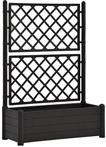 SDWEHO7 Garten Rankgitter, Pflanzkasten mit Spalier, Blumenkasten mit Rankhilfe, Blumenkübel Pflanzkübel Rankkasten Gartenspalier für Terrasse und Balkon, 100x43x142 cm PP Anthrazit