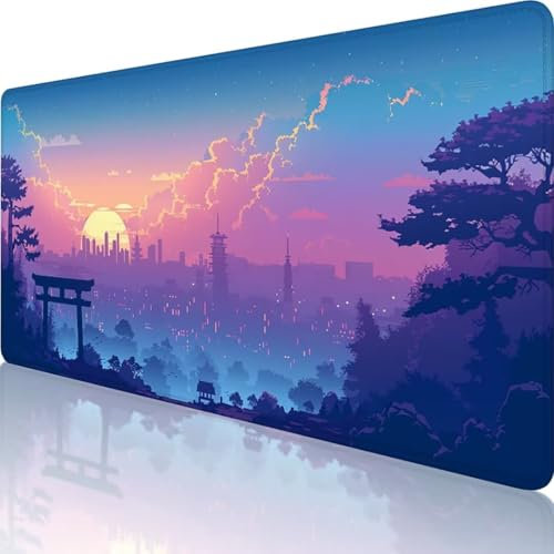 Lila Mauspad XXL 600x300 mm, Erweiterte Groß Mousepad Landschaft, Wasserfest Schreibtischunterlage Vernähte Kanten Design, Mouse Pad mit rutschfeste Gummibasis für Pc Büro Deko, Männer Geschenke z-4