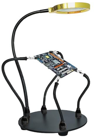 Helping Third-Hand Soldering, Helping Hands Soldering Station Tool Flexible Arme mit Stabiler Basis für Löten Elektronik Reparatur Schmuck Handwerk (Schwarz und Gold, 5.09)