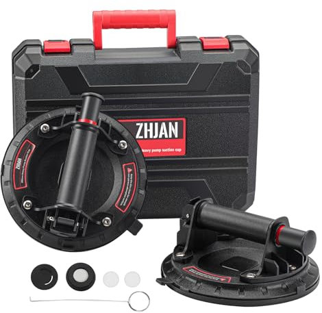 ZHJAN 2 Pezzi 8 Ventosa per Piastrelle, Ventose per Vetro Carico 200 kg, Ventose Professionali con Cassetta Attrezzi Portatile per Piastrelle, Marmo,Vetro