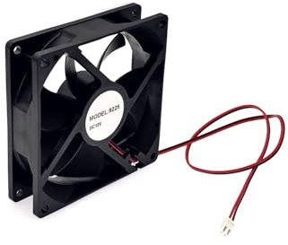 JZK Ventilateur de refroidissement sans balais 92 x 92 x 25 mm CC 12 V 2 broches 92 mm 0,06 A 2400 tr/min Roulement à billes 9225 Petit ventilateur CC pour refroidissement ou ventilation Boîtier PC