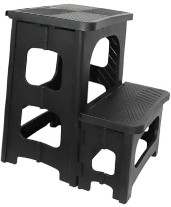 Harilla Escabeau pliable à 2 marches, multi-usages, léger, antidérapant, tabouret à deux marches, marchepied pliant pour le bureau et la maison