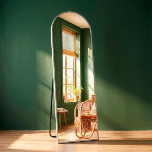 Marctani Espejo de Pie Cuerpo Entero Arqueado, 150 x 40 cm - Espejo Cuerpo Entero Pared, 3 Formas de Uso: Pie, Colgado o Apoyado - Espejo Grande, Cristal de 4 mm, Marco Aluminio Anodizado 3 cm