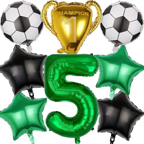 Fussball Luftballon Geburtstag 5 Jahre Ballon Trophäe Stern, Geburtstagsdeko Fussball 5 Jahre, Folienballons für Kinder Junge Geburtstag Party Dekoration