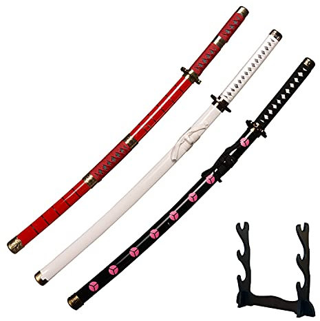 TQVLNMCR Épée de Cosplay en Bois, épée, Couteau de samouraï Japonais à Texture Originale(Set of 3)