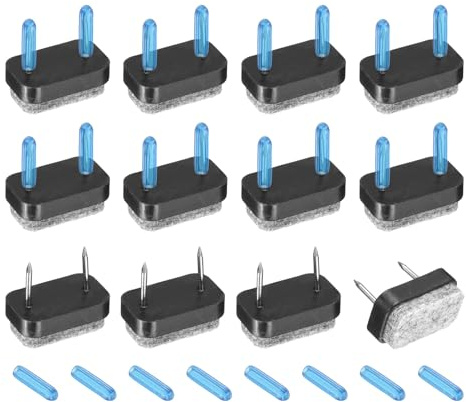 QUARKZMAN 12Pcs Almohadillas de Fieltro con Clavos, Almohadillas de Fieltro Rectangulares Deslizadores de Muebles Protectores de Piso para Muebles de Madera Mesa Sofá Silla (18mm, Negro)