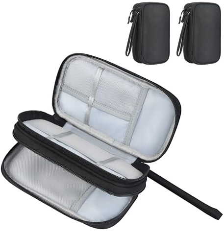 aceyoon 2 pezzi Organizer Cavi da Viaggio, Borsa Organizer Impermeabile, Doppia Custodia Portatile per Cavi per Dispositivi Elettronici, di Ricarica USB Powerbank Accessori Elettronici, Nero